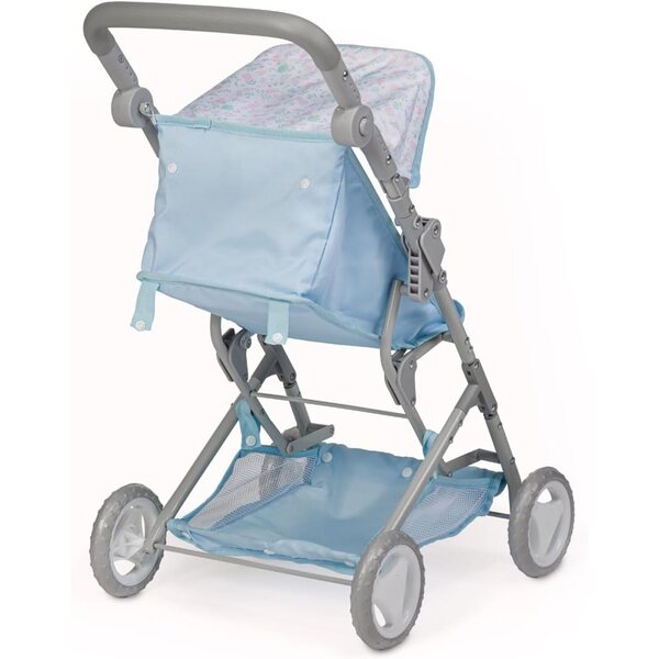 JC Toys - Berenguer Boutique | Fashionable Stroller with Canopy and Storage | Simple Folding |Blue Accessory Collection | for Dolls up to 18" | Ages 3+