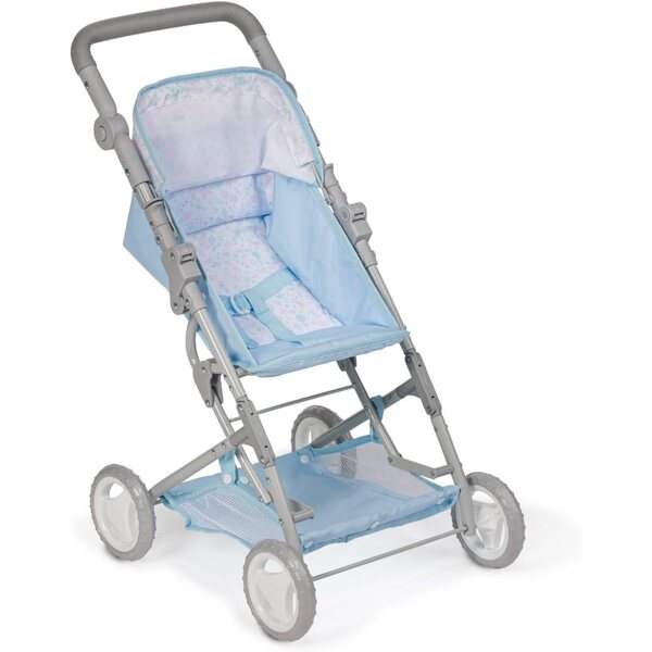 JC Toys - Berenguer Boutique | Fashionable Stroller with Canopy and Storage | Simple Folding |Blue Accessory Collection | for Dolls up to 18" | Ages 3+