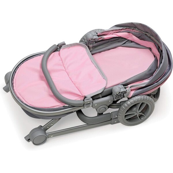 Badger Basket 2-in-1 Puppenwagen und Klappwagen Grau/Rosa