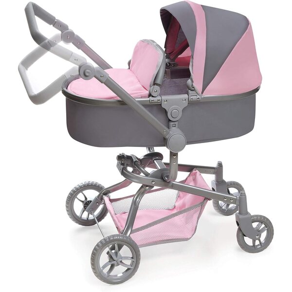 Badger Basket 2-in-1 Puppenwagen und Klappwagen Grau/Rosa