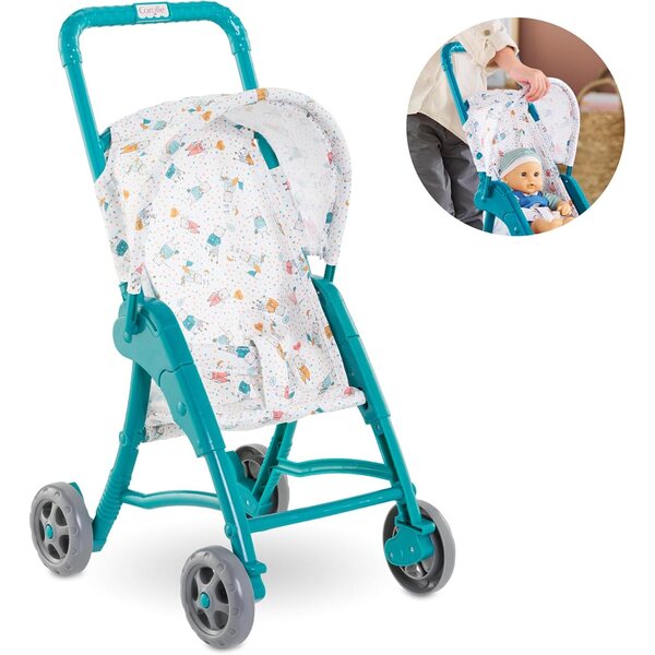 Corolle Stroller fir 12 Zoll Poppen mat Klappzelt - türkis Faarf