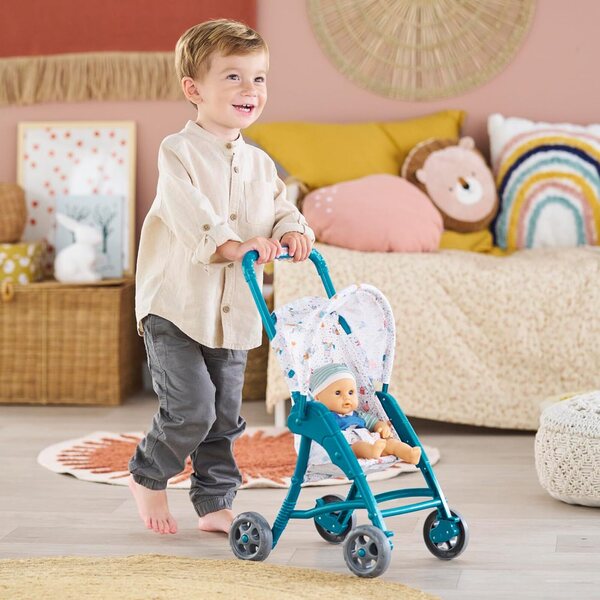 Corolle Stroller fir 12 Zoll Poppen mat Klappzelt - türkis Faarf