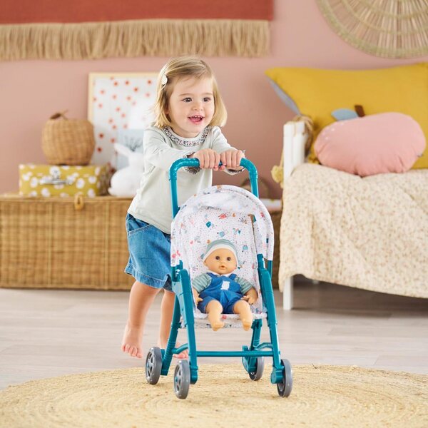 Corolle Stroller fir 12 Zoll Poppen mat Klappzelt - türkis Faarf