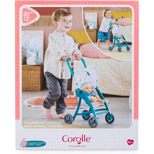 Corolle Stroller fir 12 Zoll Poppen mat Klappzelt - türkis Faarf