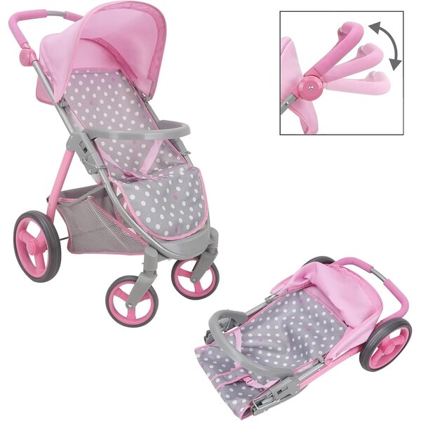509 Crew Cotton Candy Pink: 2-in-1-Kinderwagen für Puppen bis 46 cm mit Zubehör