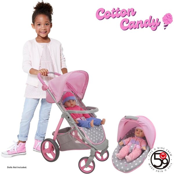 509 Crew Cotton Candy Pink: 2-in-1-Kinderwagen für Puppen bis 46 cm mit Zubehör