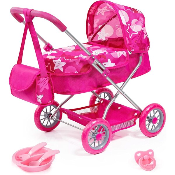 Bayer Kinderwagen Smarty Set 6 in 1 – Kinderwagen für Puppen bis 18 Zoll mit Zubehör