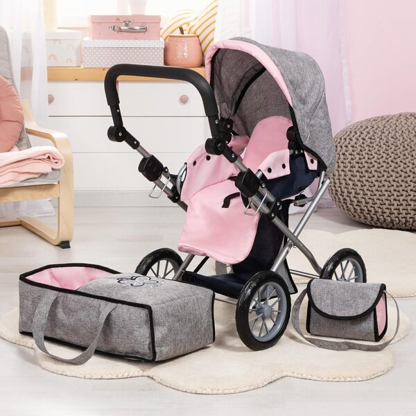 Bayer Design City Star Spielzeugkinderwagen für Puppen mit Tasche und verstellbarem Griff