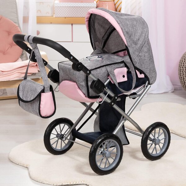Bayer Design City Star Spielzeugkinderwagen für Puppen mit Tasche und verstellbarem Griff