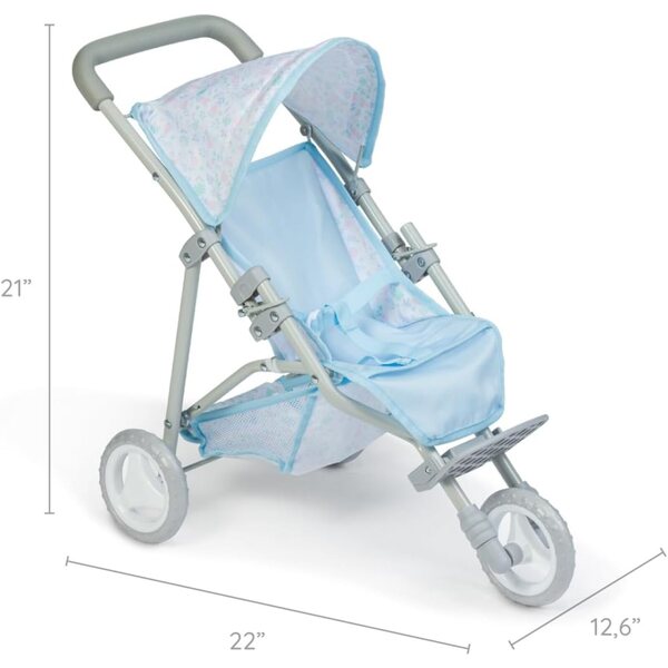 Zusammenklappbarer Jogger-Kinderwagen Berenguer Boutique Blau für Puppen bis 18" | JC Spielzeug