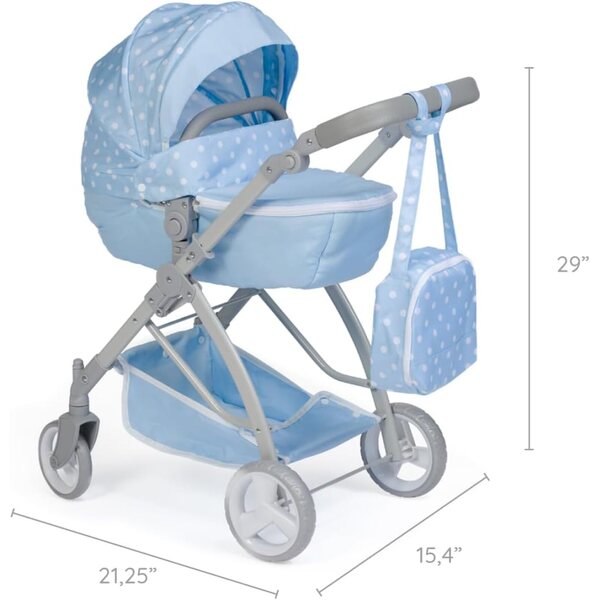 JC Toys Blue Royal Deluxe Klappkinderwagen für Puppen bis 20" | Ab 3 Jahren