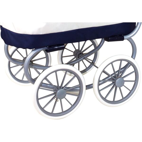 Lissi klassischer Babypuppen-Kinderwagen, Marineblau und Weiß, 27 Zoll, Vintage