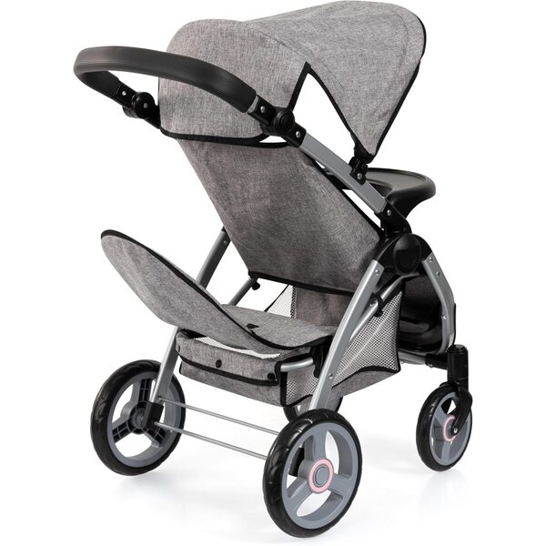 Zusammenklappbarer Zwillingskinderwagen für Puppen mit verstellbarem Griff und passender Tasche