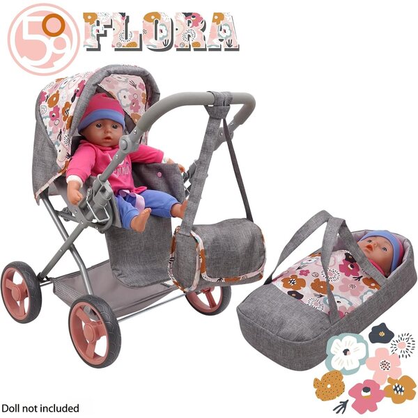 509 Crew Melange Flora – Deluxe Kelly Kinderwagen mit Zubehör für Puppen ab 3 Jahren