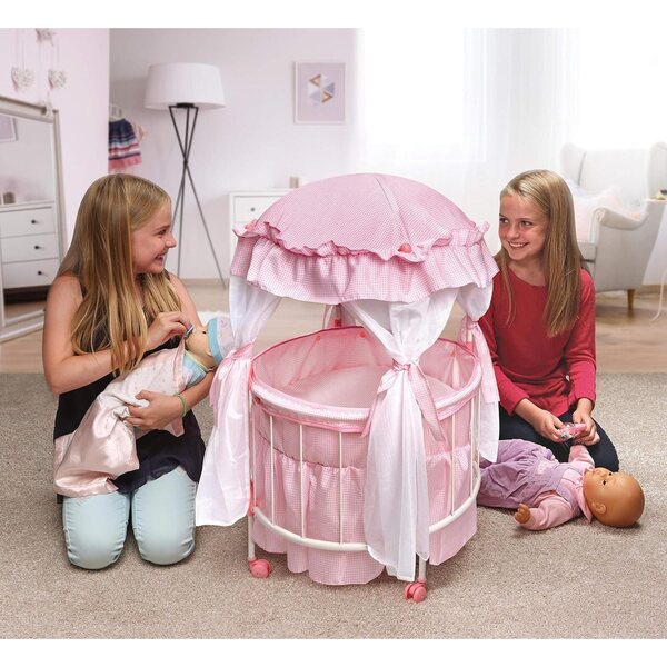 Lit de poupée Badger Basket Pavilion avec baldaquin et matelas rembourré rose