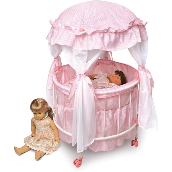 Lit de poupée Badger Basket Pavilion avec baldaquin et matelas rembourré rose