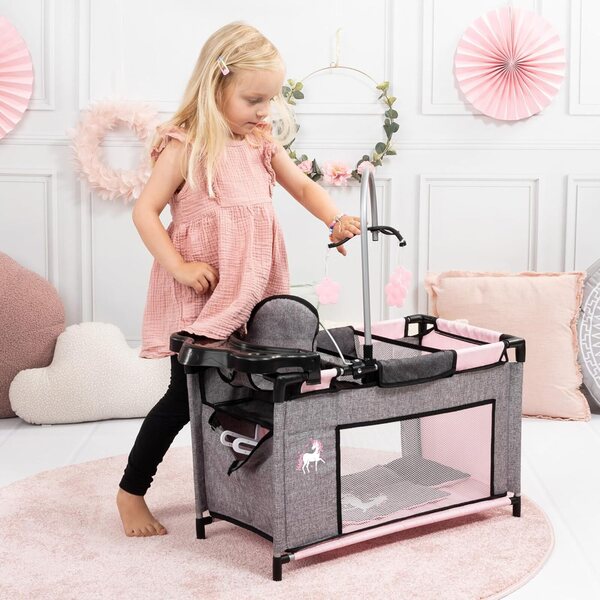 Bayer Mehrbett-Kinderbett für Puppen bis 46 cm mit Hochstuhl und Wickeltisch