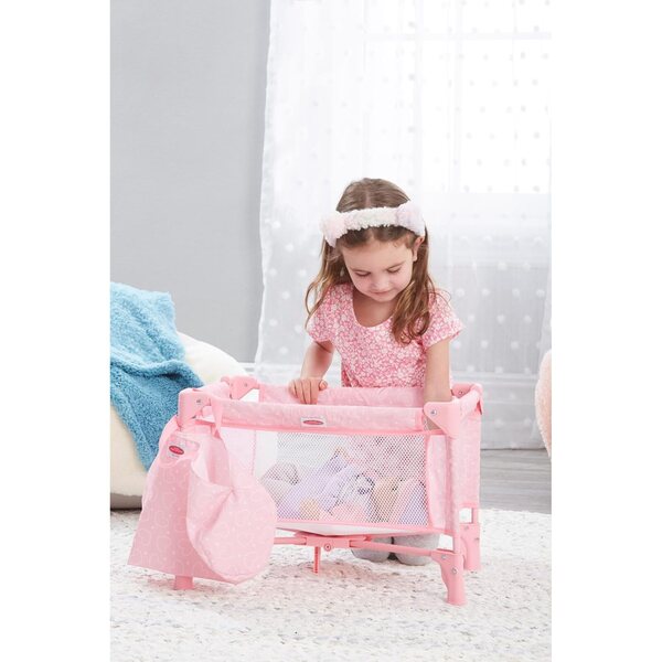 Madame Alexander Klappbett für Puppen, rosa Herzen – Spielzubehör