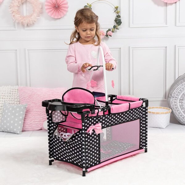 Bayer Mehrbett-Puppenmöbel-Set mit Kinderbett, Hochstuhl und Stauraum