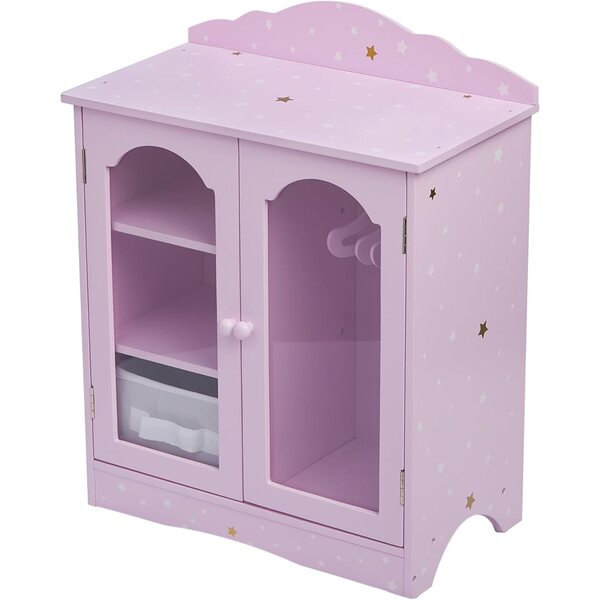 Olivia's Little World Twinkle Stars 18-Zoll-Kleiderschrank für Puppen mit 3 Kleiderbügeln, Regalen und Stauraum