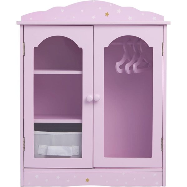 Olivia's Little World Twinkle Stars 18-Zoll-Kleiderschrank für Puppen mit 3 Kleiderbügeln, Regalen und Stauraum