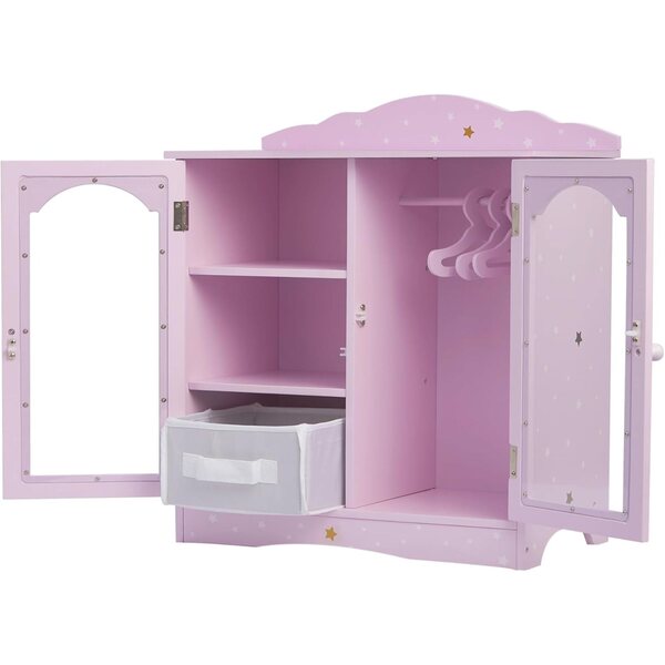 Olivia's Little World Twinkle Stars 18-Zoll-Kleiderschrank für Puppen mit 3 Kleiderbügeln, Regalen und Stauraum