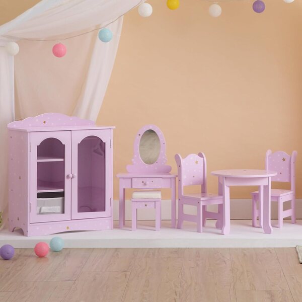 Olivia's Little World Twinkle Stars 18-Zoll-Kleiderschrank für Puppen mit 3 Kleiderbügeln, Regalen und Stauraum
