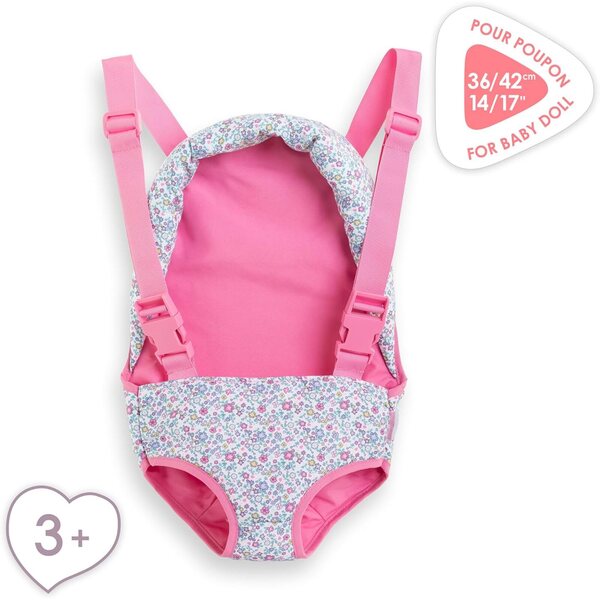 Corolle 14-Zoll-Puppenhalter mit rosa Blumenmuster für Kinder ab 2 Jahren