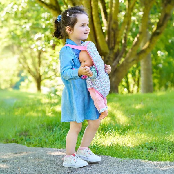 Corolle 14-Zoll-Puppenhalter mit rosa Blumenmuster für Kinder ab 2 Jahren