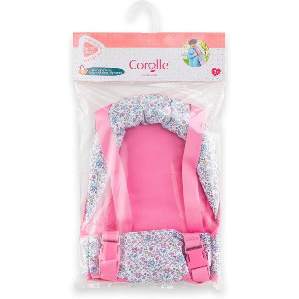 Corolle 14-Zoll-Puppenhalter mit rosa Blumenmuster für Kinder ab 2 Jahren