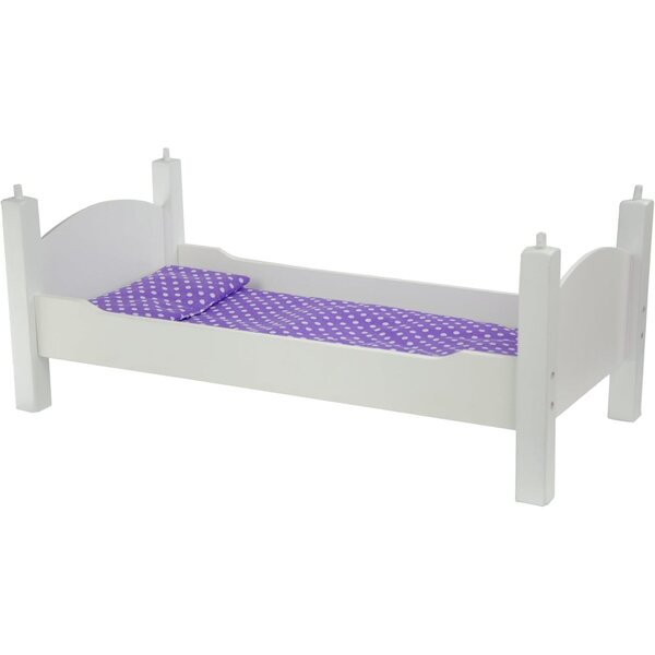 Umwandelbares Etagenbett für 18-Zoll-Puppen mit rosa und lila Laken, sicher und realistisch