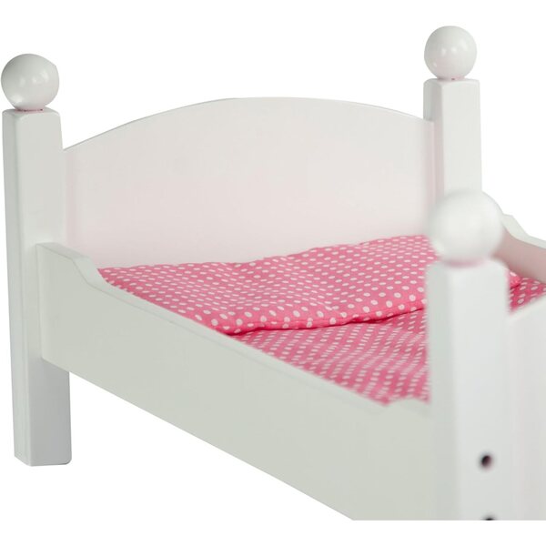 Umwandelbares Etagenbett für 18-Zoll-Puppen mit rosa und lila Laken, sicher und realistisch