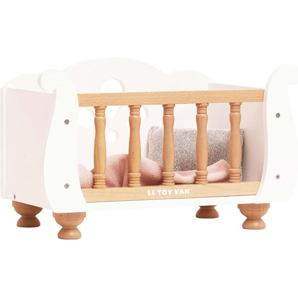 Le Toy Van Puppenbett aus Holz mit Retro-Details und weichen Accessoires