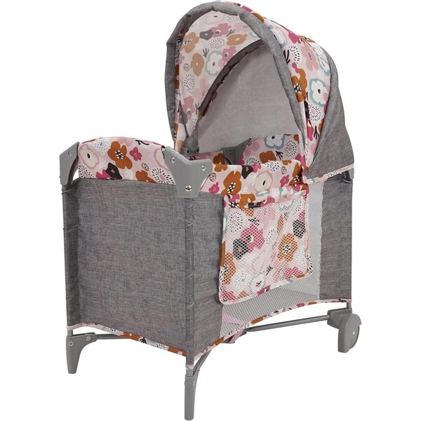 Hrací postýlka 509 Crew Melange Flora Deluxe pro panenky do 18" s kolečky a taškou
