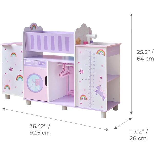 Olivia's Little World 6-in-1-Kinderzimmer mit Einhorn-Thema für Rollenspiele für Kinder ab 3 Jahren