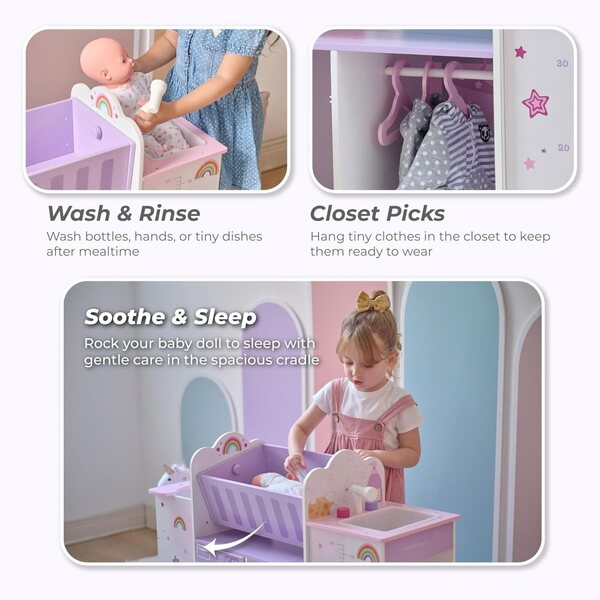 Olivia's Little World 6-in-1-Kinderzimmer mit Einhorn-Thema für Rollenspiele für Kinder ab 3 Jahren