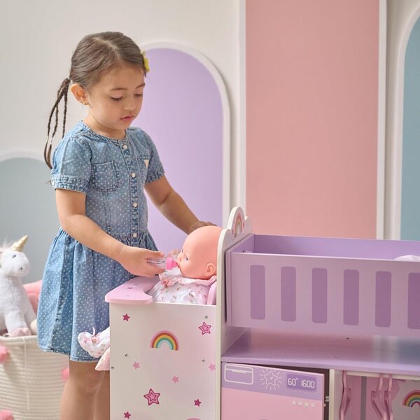 Olivia's Little World 6-in-1-Kinderzimmer mit Einhorn-Thema für Rollenspiele für Kinder ab 3 Jahren