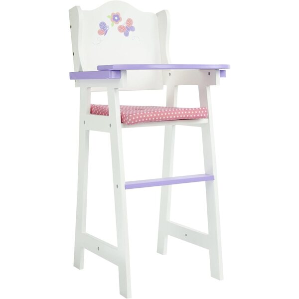 Hochstuhl aus Holz für Olivia's Little World-Puppen mit rosa Tupfenmuster