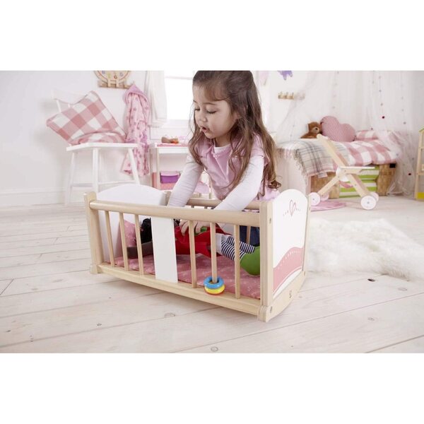 Hape Rock-a-Bye Wiege für Mädchen aus sicherem Holz für Puppen und kreatives Spielen