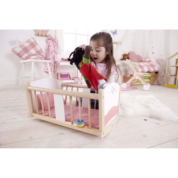 Hape Rock-a-Bye Wiege für Mädchen aus sicherem Holz für Puppen und kreatives Spielen