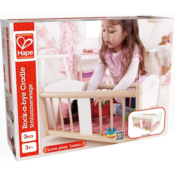 Hape Rock-a-Bye Wiege für Mädchen aus sicherem Holz für Puppen und kreatives Spielen