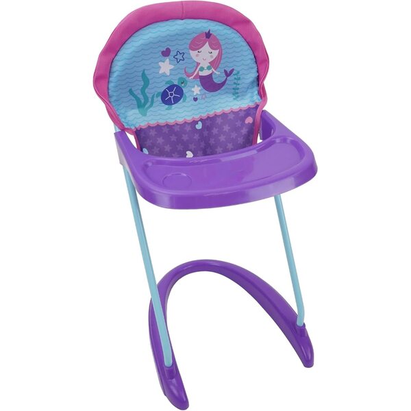 509 Crew Mermaid Doll Highchair - Kids Pretend Play Highchair w/Front Tray & Safety Harness, Feeding Playtime Ages 3+