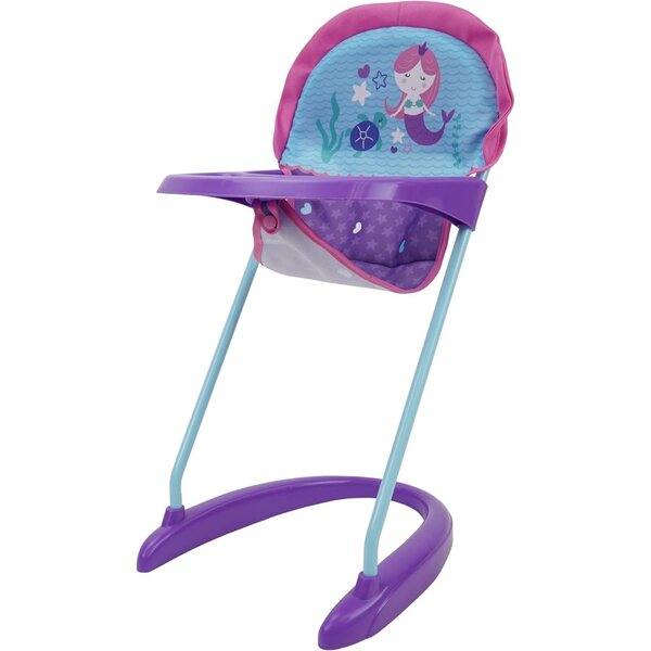 509 Crew Mermaid Doll Highchair - Kids Pretend Play Highchair w/Front Tray & Safety Harness, Feeding Playtime Ages 3+