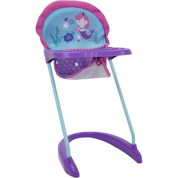 509 Crew Mermaid Doll Highchair - Kids Pretend Play Highchair w/Front Tray & Safety Harness, Feeding Playtime Ages 3+