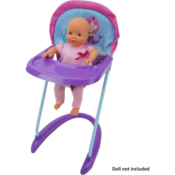 509 Crew Mermaid Doll Highchair - Kids Pretend Play Highchair w/Front Tray & Safety Harness, Feeding Playtime Ages 3+