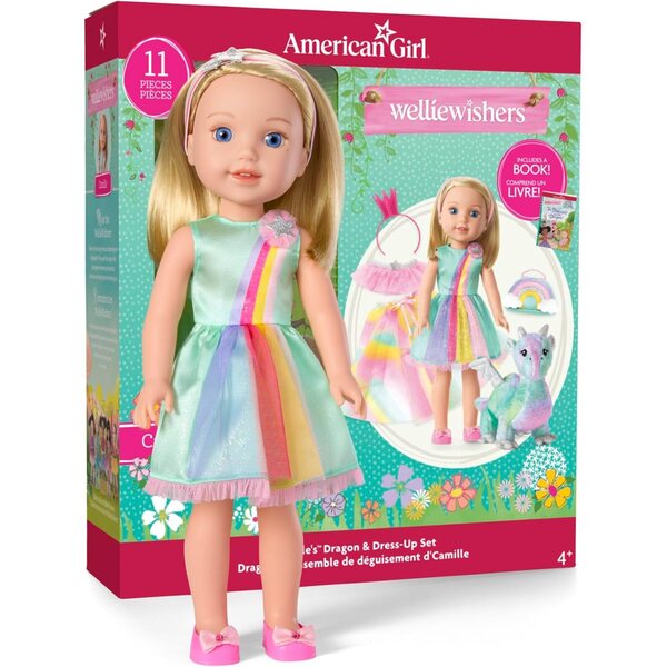 American Girl WellieWishers Camille Puppe 37 cm mit kleinem Drachen und komplettem Zubehör