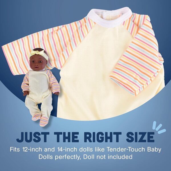 Set mit 4 Pyjamas für 12–14 Zoll große Puppen mit Klettverschluss, maschinenwaschbar