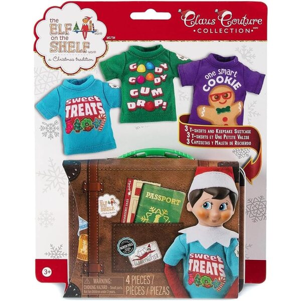The Elf on the Shelf Set 3 T-shirts Claus Couture pour Scout Elf avec étui en métal