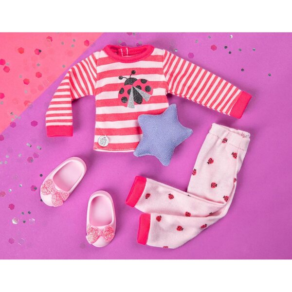 Pyžamový obleček Ladybug Glitter pro 14palcové panenky - kompletní sada 3+ let