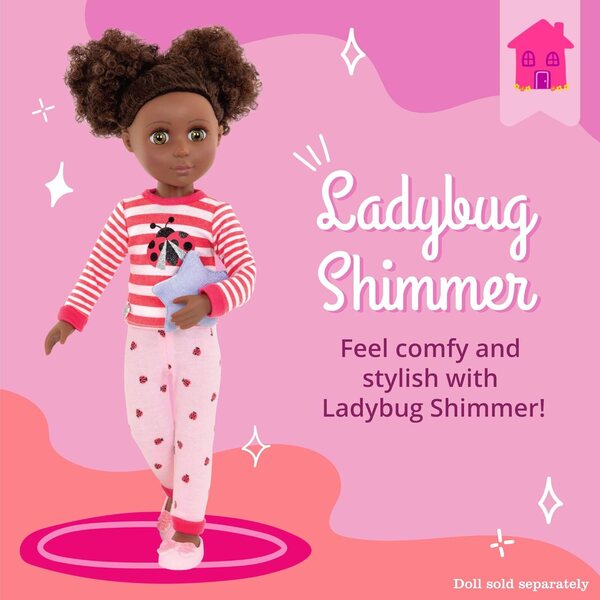 Pyžamový obleček Ladybug Glitter pro 14palcové panenky - kompletní sada 3+ let